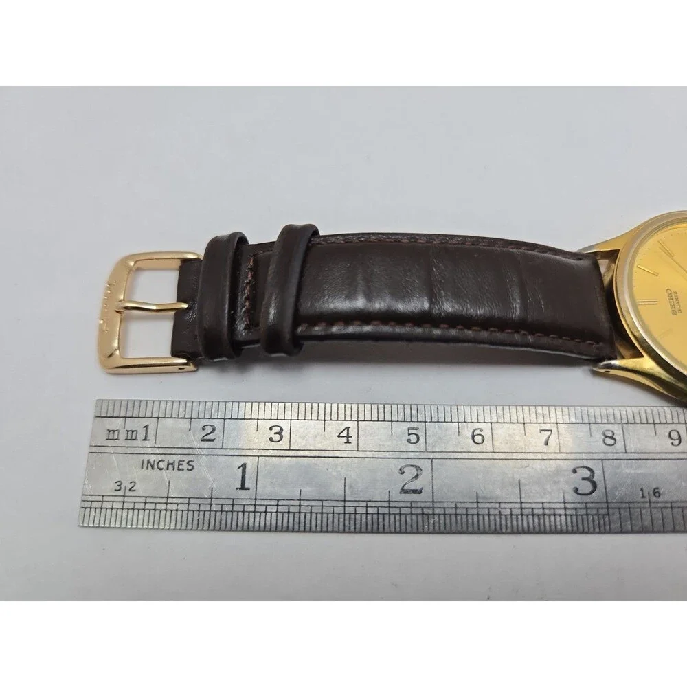 Vintage Seiko SQ 5Y23-7079 Mens 34mm Gold Tone Day Date Quartz Watch New Battery
